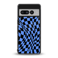 groovy blue black pattern back phone cover | glass case for google pixel 7 pro