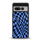 groovy blue black pattern back phone cover | glass case for google pixel 7 pro