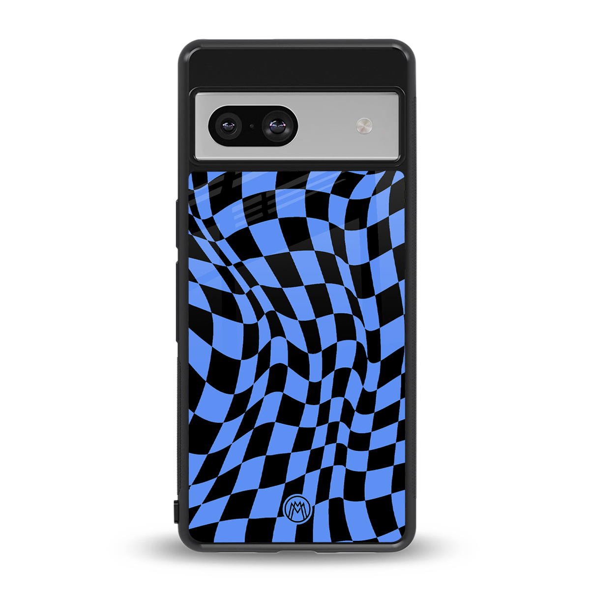 groovy blue black pattern back phone cover | glass case for Google Pixel 7