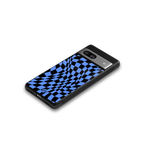 groovy blue black pattern back phone cover | glass case for Google Pixel 7
