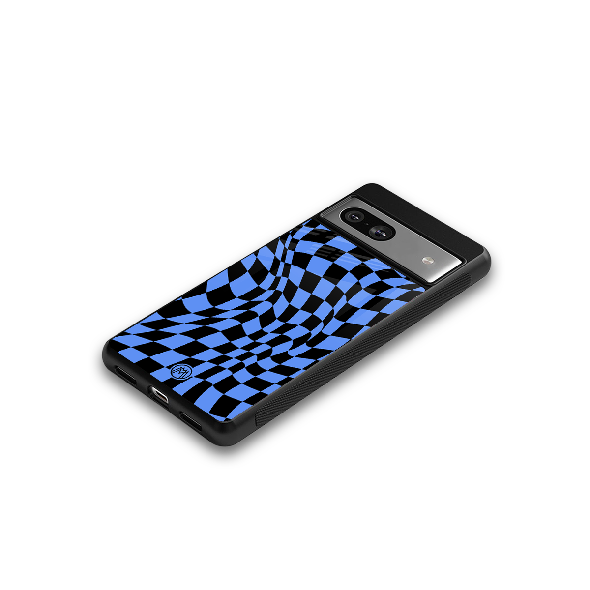 groovy blue black pattern back phone cover | glass case for Google Pixel 7