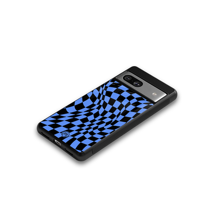 groovy blue black pattern back phone cover | glass case for Google Pixel 7