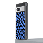 groovy blue black pattern back phone cover | glass case for Google Pixel 7