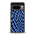 groovy blue black pattern back phone cover | glass case for google pixel 8 pro