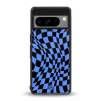 groovy blue black pattern back phone cover | glass case for google pixel 8 pro