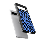 groovy blue black pattern back phone cover | glass case for google pixel 8 pro
