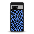 groovy blue black pattern back phone cover | glass case for Google Pixel 8