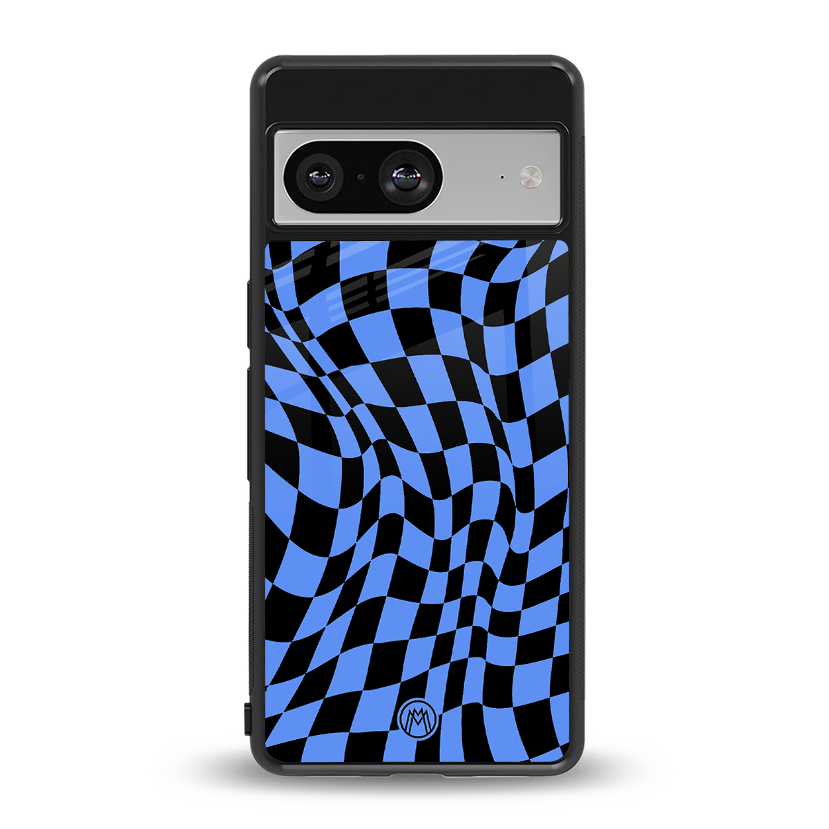 groovy blue black pattern back phone cover | glass case for Google Pixel 8