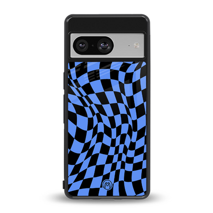 groovy blue black pattern back phone cover | glass case for Google Pixel 8