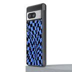 groovy blue black pattern back phone cover | glass case for Google Pixel 8