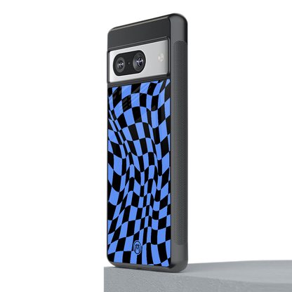 groovy blue black pattern back phone cover | glass case for Google Pixel 8