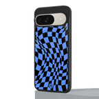 groovy blue black pattern back phone cover | glass case for google pixel 9