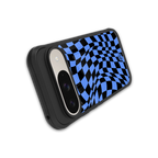 groovy blue black pattern back phone cover | glass case for google pixel 9
