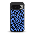 groovy blue black pattern back phone cover | glass case for google pixel 9 pro