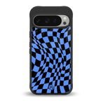groovy blue black pattern back phone cover | glass case for google pixel 9 pro