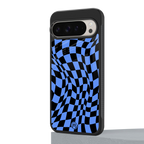 groovy blue black pattern back phone cover | glass case for google pixel 9 pro