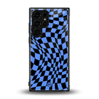 groovy blue black pattern back phone cover | glass case for samsung galaxy s23 ultra