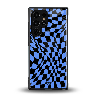 groovy blue black pattern back phone cover | glass case for samsung galaxy s23 ultra