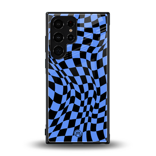 groovy blue black pattern back phone cover | glass case for samsung galaxy s23 ultra
