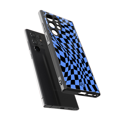 groovy blue black pattern back phone cover | glass case for samsung galaxy s24 ultra