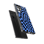 groovy blue black pattern back phone cover | glass case for samsung galaxy s23 ultra