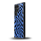 groovy blue black pattern back phone cover | glass case for samsung galaxy s23 ultra