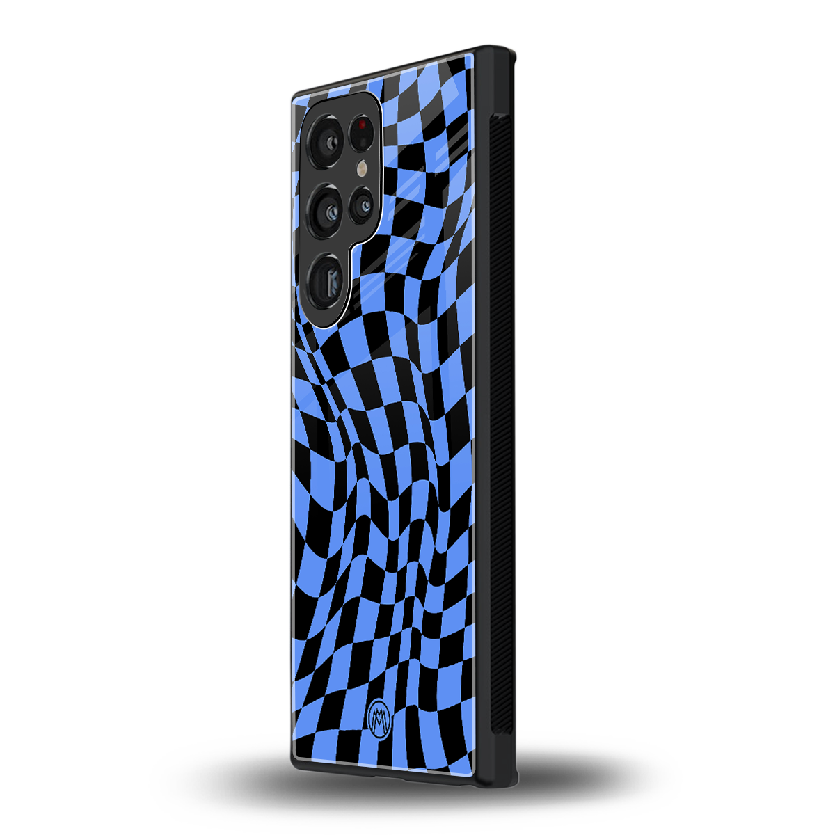 groovy blue black pattern back phone cover | glass case for samsung galaxy s23 ultra