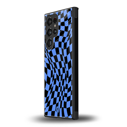 groovy blue black pattern back phone cover | glass case for samsung galaxy s23 ultra