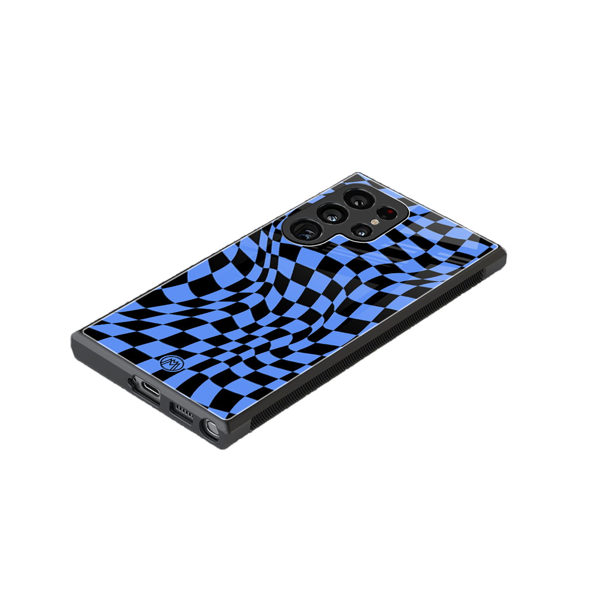 groovy blue black pattern back phone cover | glass case for samsung galaxy s23 ultra