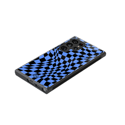 groovy blue black pattern back phone cover | glass case for samsung galaxy s23 ultra