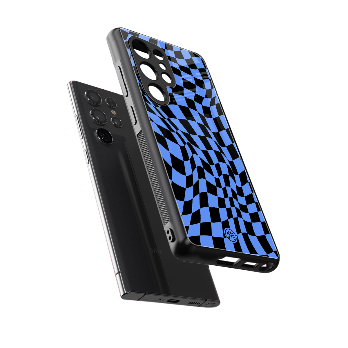 groovy blue black pattern back phone cover | glass case for samsung galaxy s25 ultra