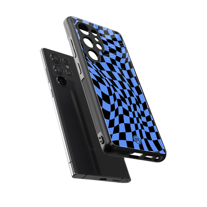 groovy blue black pattern back phone cover | glass case for samsung galaxy s25 ultra