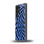 groovy blue black pattern back phone cover | glass case for samsung galaxy s25 ultra