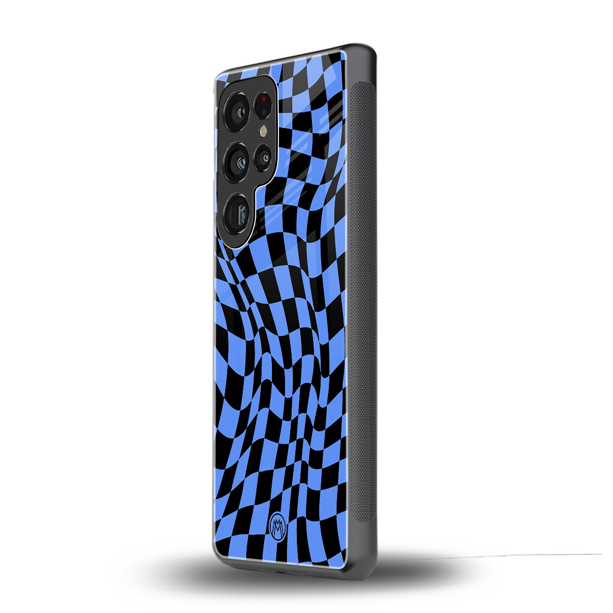 groovy blue black pattern back phone cover | glass case for samsung galaxy s25 ultra