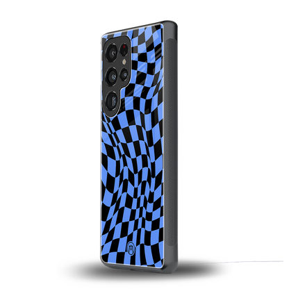 groovy blue black pattern back phone cover | glass case for samsung galaxy s25 ultra
