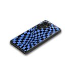 groovy blue black pattern back phone cover | glass case for samsung galaxy s25 ultra