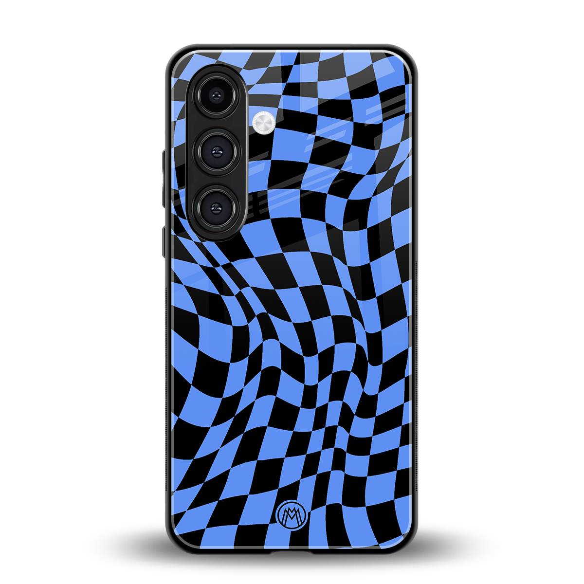 groovy blue black pattern back phone cover | glass case for samsung galaxy s24 fe
