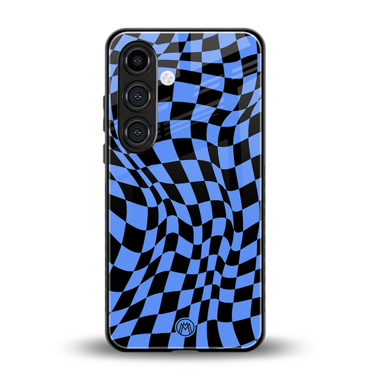 groovy blue black pattern back phone cover | glass case for samsung galaxy s24 fe