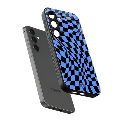 groovy blue black pattern back phone cover | glass case for samsung galaxy s24 plus