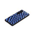 groovy blue black pattern back phone cover | glass case for samsung galaxy s24 plus