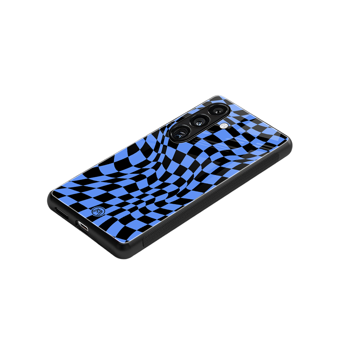 groovy blue black pattern back phone cover | glass case for samsung galaxy s24 plus