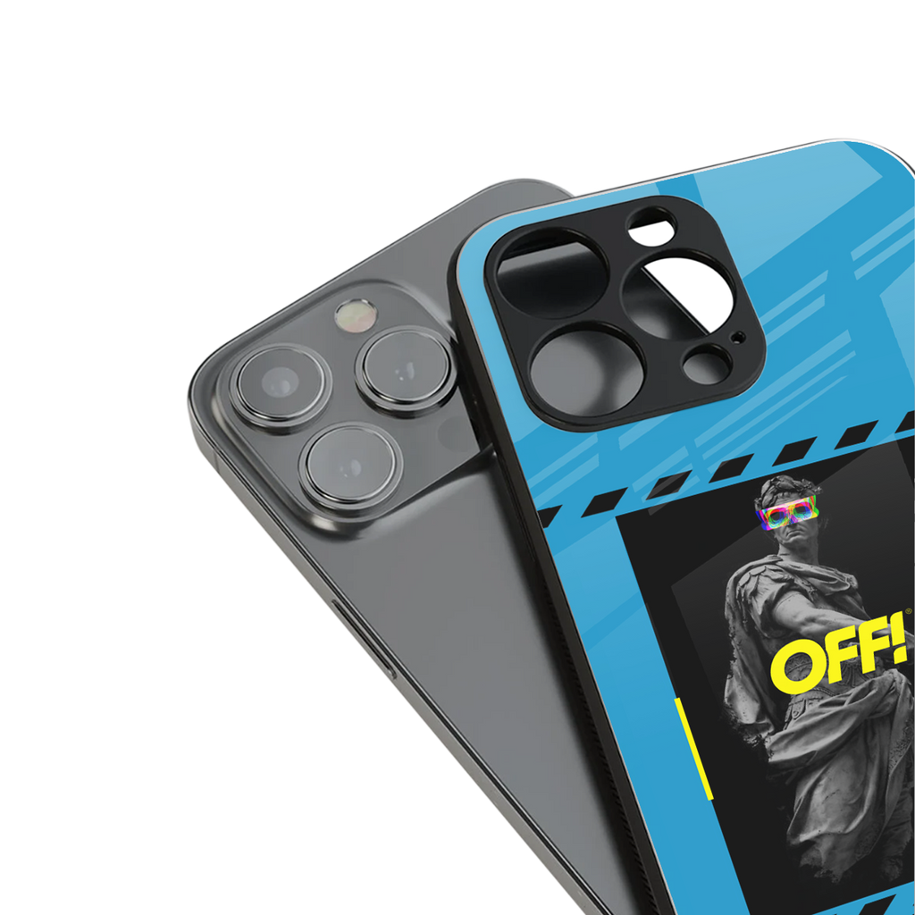 groovy caesar back phone cover | glass case for iphone 14 plus