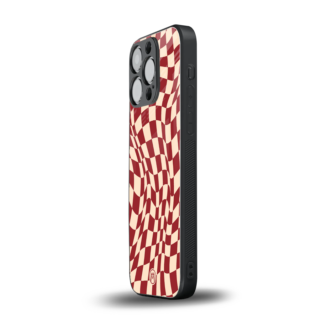 groovy red cream pattern back phone cover | glass case for iphone 13 pro