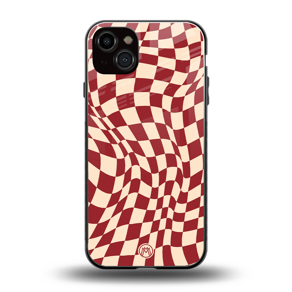 groovy red cream pattern back phone cover | glass case for iphone 14 plus