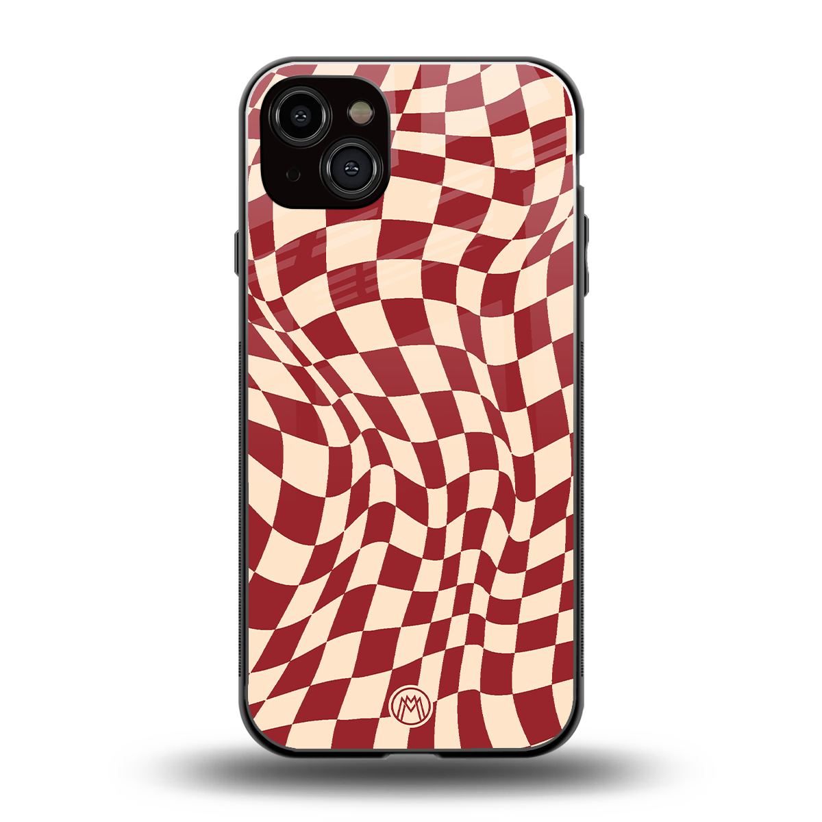 groovy red cream pattern back phone cover | glass case for iphone 14 plus