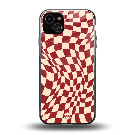 groovy red cream pattern back phone cover | glass case for iphone 14 plus