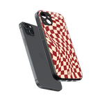 groovy red cream pattern back phone cover | glass case for iphone 14 plus