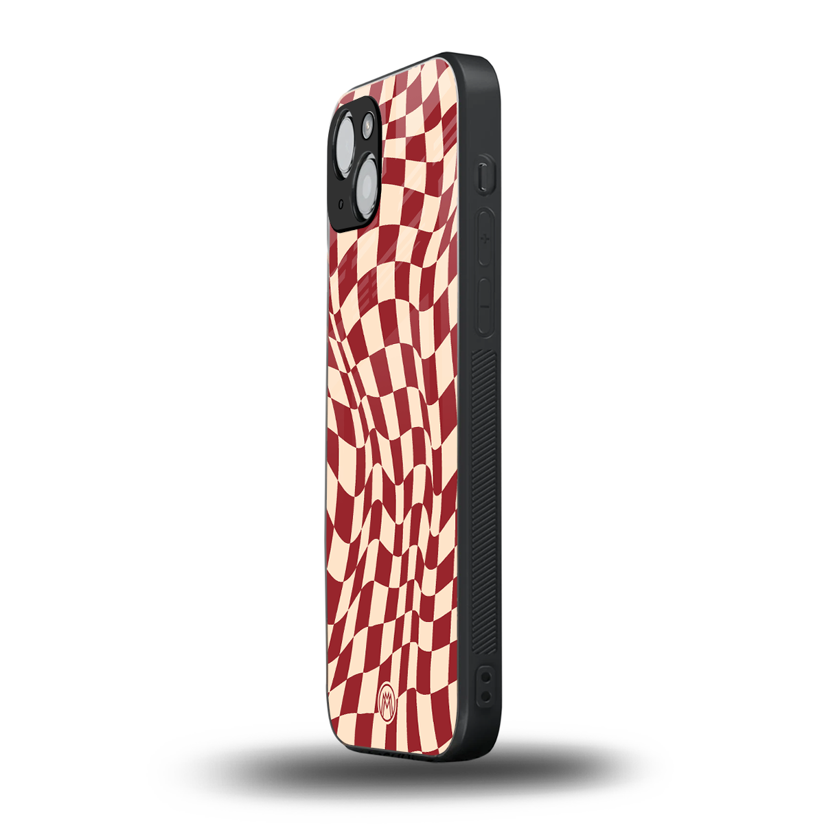 groovy red cream pattern back phone cover | glass case for iphone 14 plus