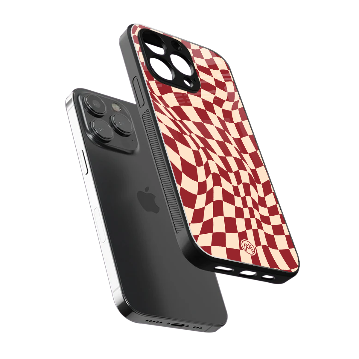 groovy red cream pattern back phone cover | glass case for iphone 15 pro max