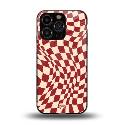 groovy red cream pattern back phone cover | glass case for iphone 15 pro
